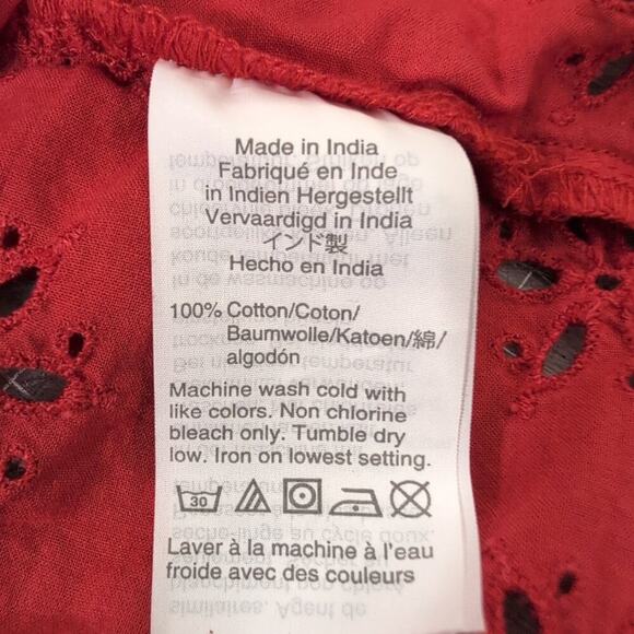 Madewell Red Eyelet Keyhole Peplum Top Women's S - Picture 4 of 7